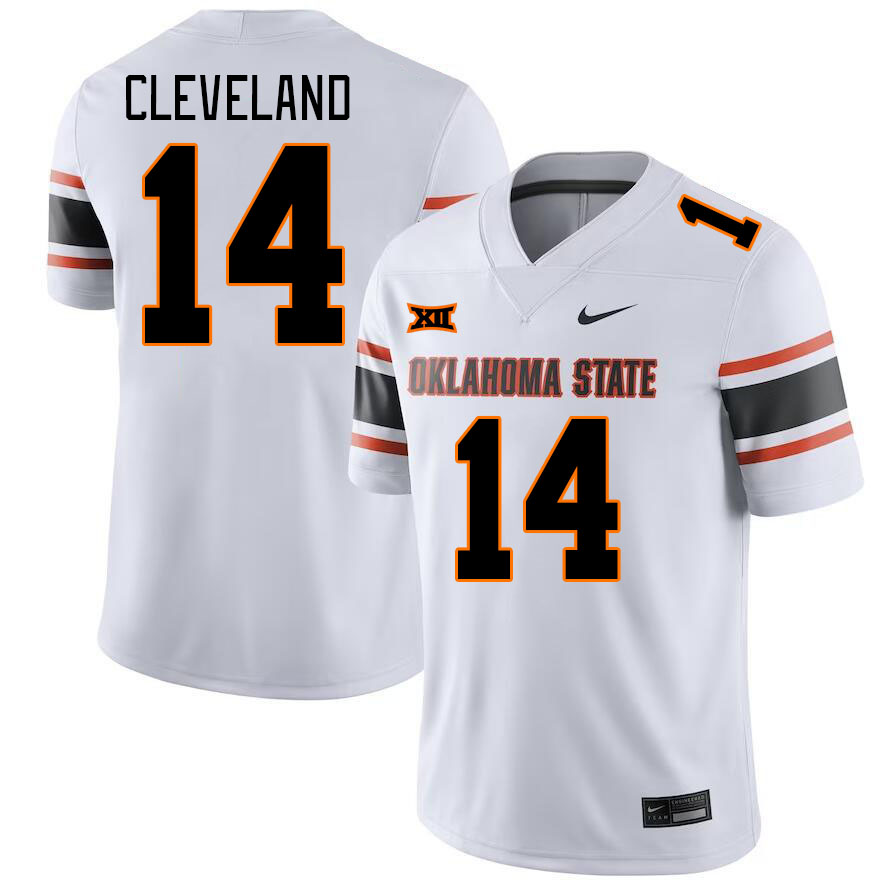 Men #14 Landyn Cleveland Oklahoma State Cowboys College Football Jerseys Stitched-White